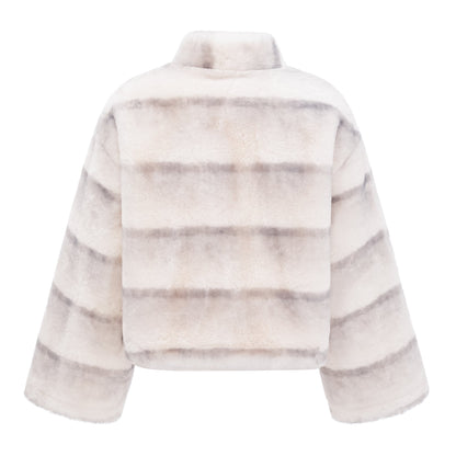 Alina White Gradient Faux Fur Short Coat