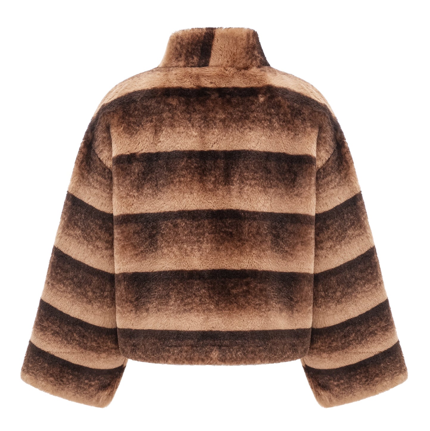 Alina Brown Gradient Faux Fur Short Coat