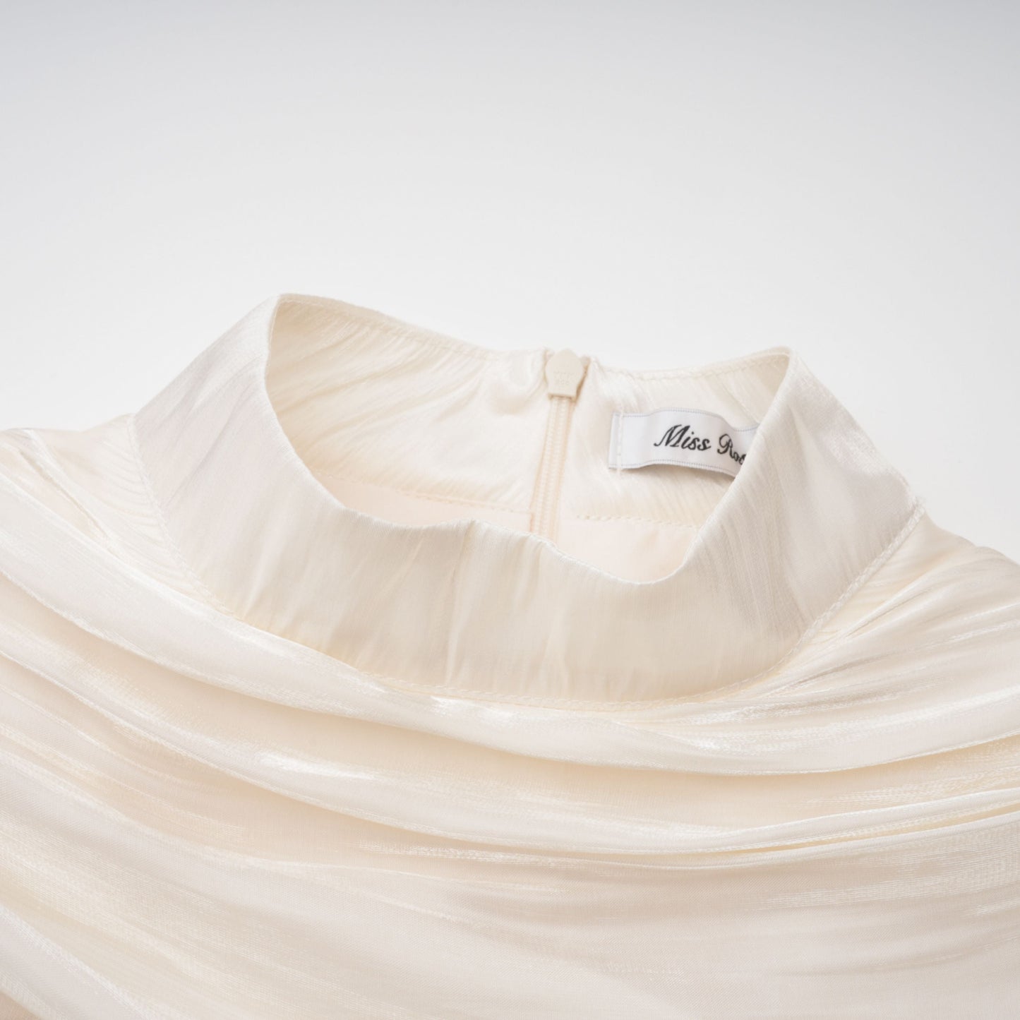 Gustave Neutral Ruched Cape Ruffled Maxi Dress