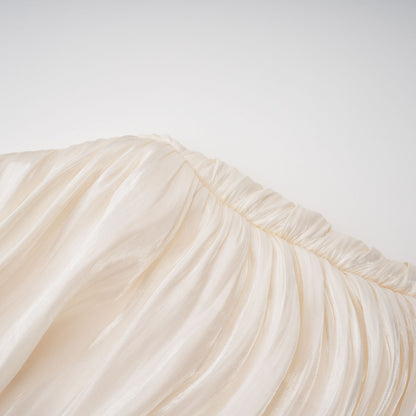 Gustave Neutral Ruched Cape Ruffled Maxi Dress