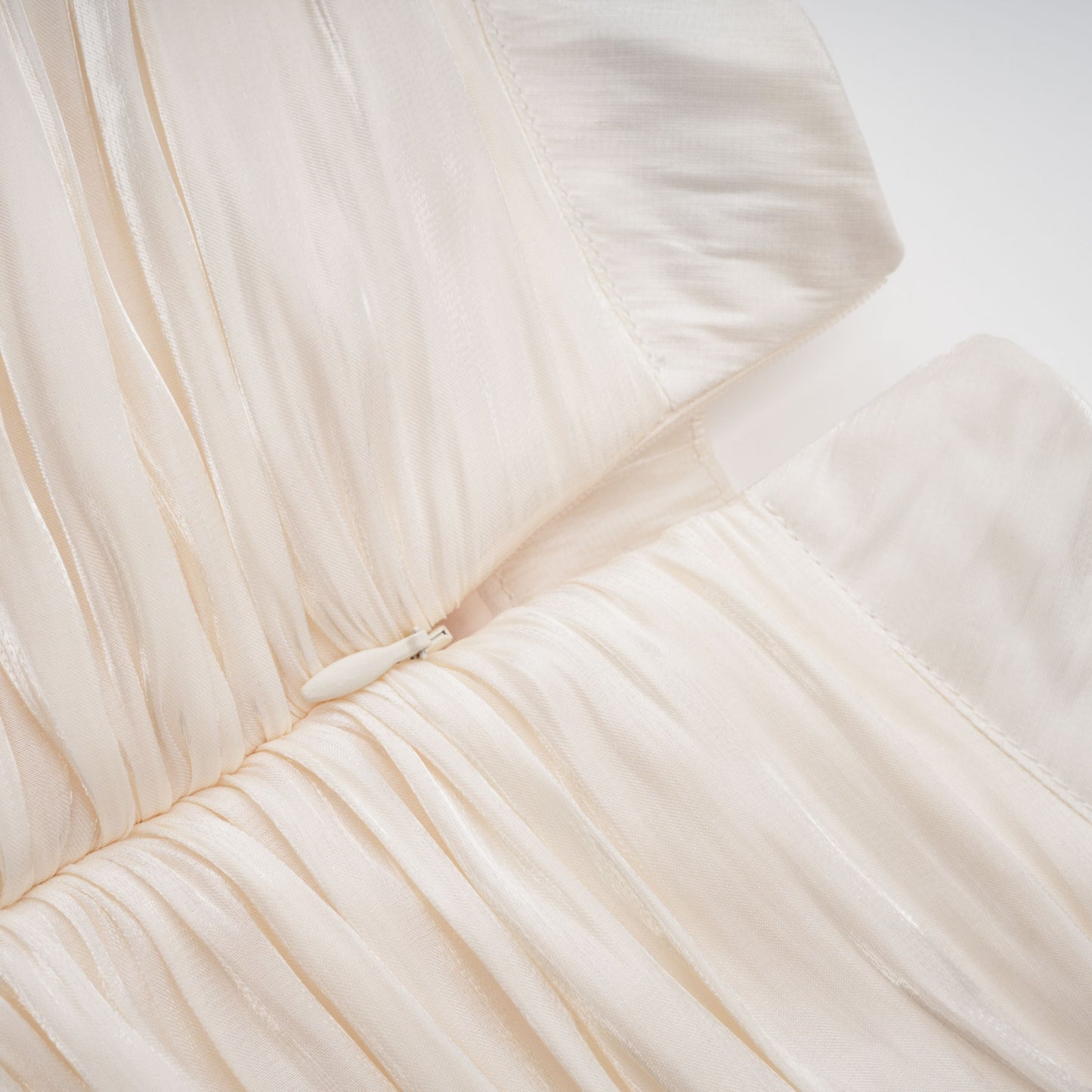 Gustave Neutral Ruched Cape Ruffled Maxi Dress