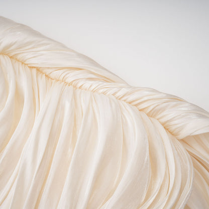 Gustave Neutral Ruched Cape Ruffled Maxi Dress