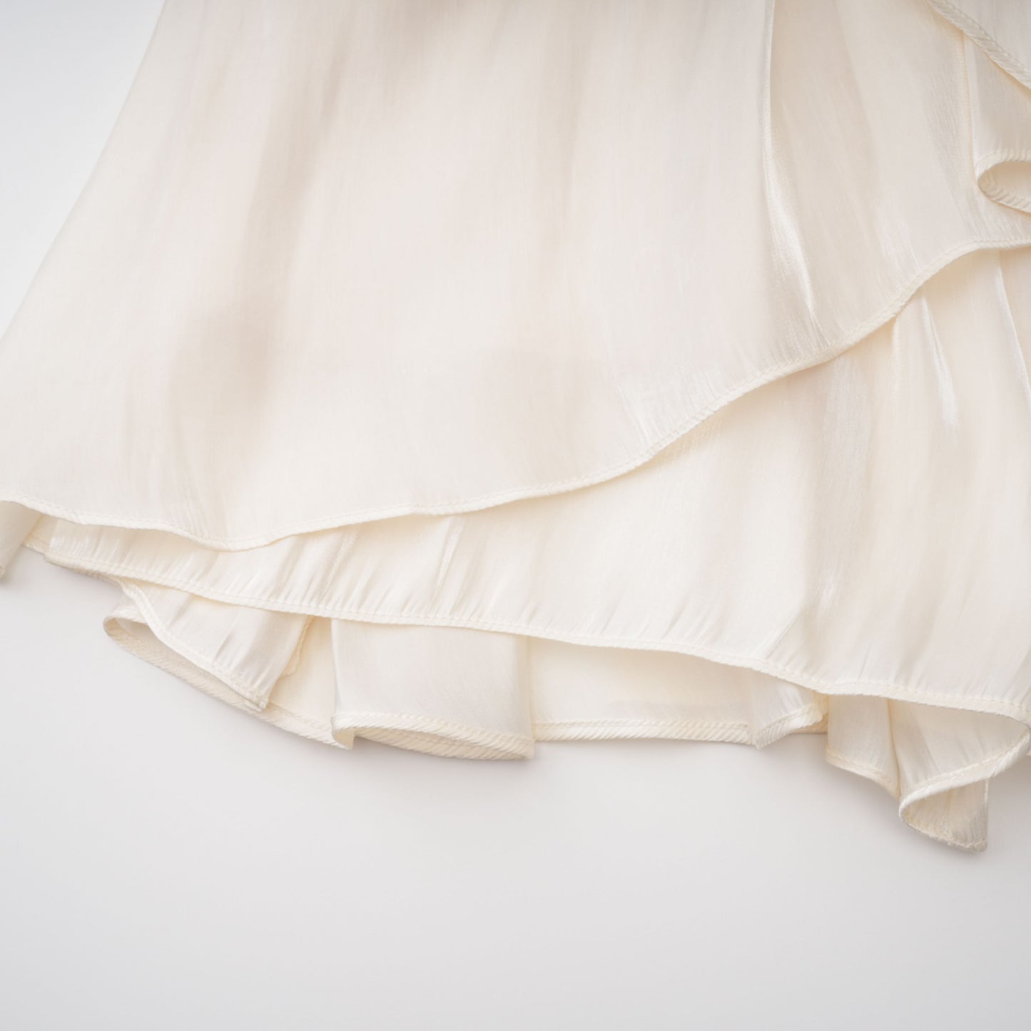 Gustave Neutral Ruched Cape Ruffled Maxi Dress