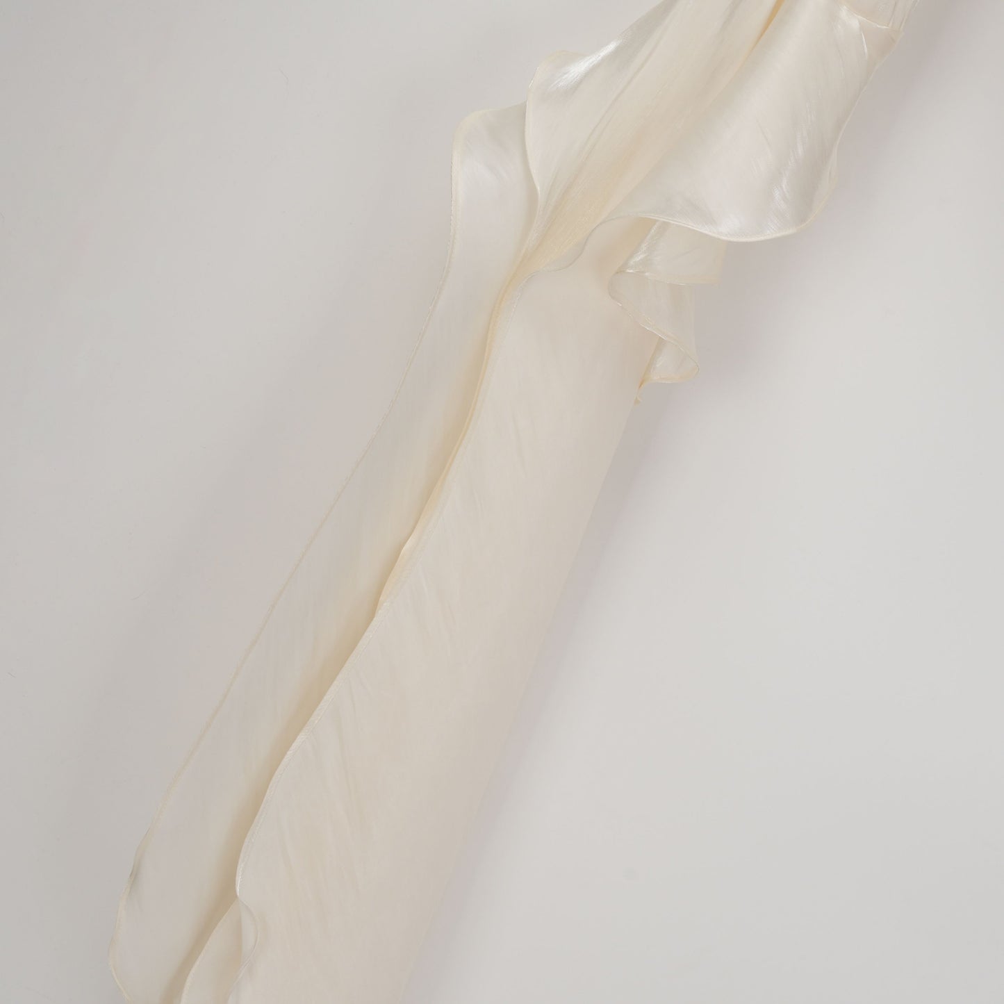 Gustave Neutral Ruched Cape Ruffled Maxi Dress