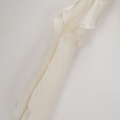 Gustave Neutral Ruched Cape Ruffled Maxi Dress