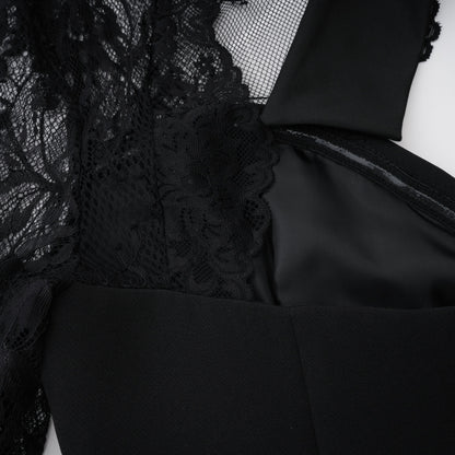 Quitterie Black Lace Panel Maxi Dress