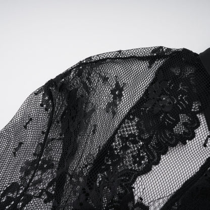 Quitterie Black Lace Panel Maxi Dress