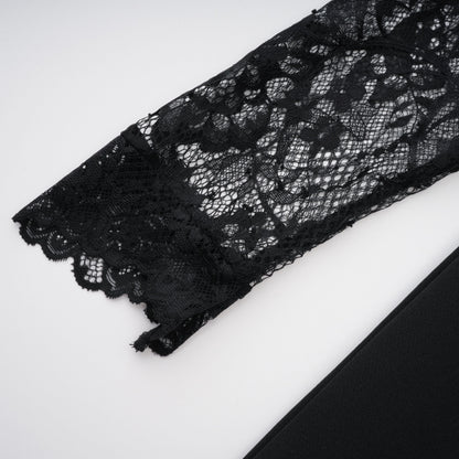Quitterie Black Lace Panel Maxi Dress