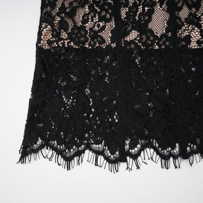 Giorgia Black Floral Lace Corset Maxi Dress