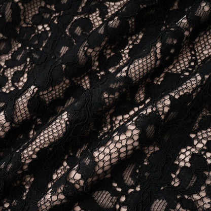 Giorgia Black Floral Lace Corset Maxi Dress