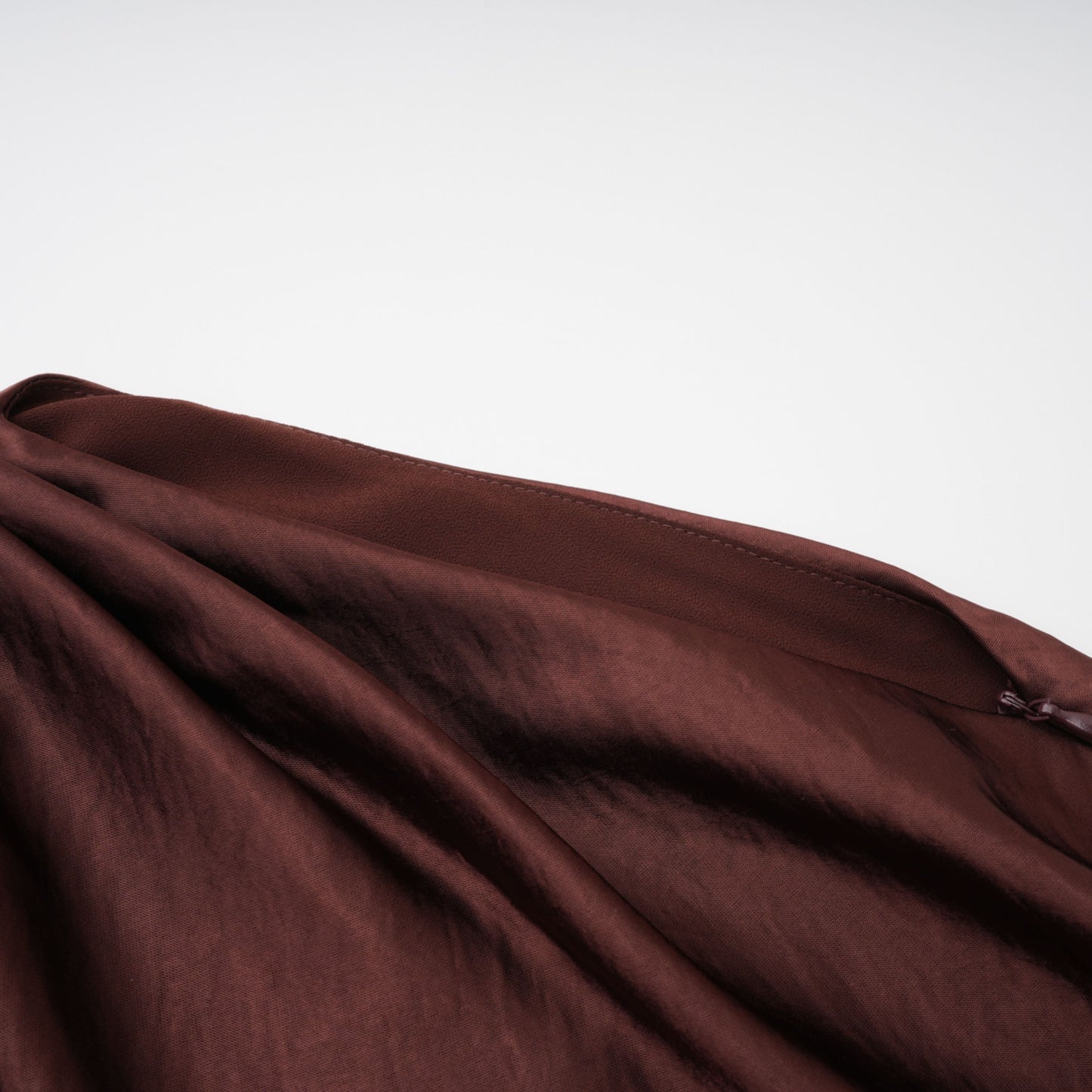 Luisa Brown Asymmetrical Gathered Satin Maxi Dress