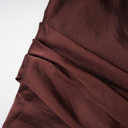 Luisa Brown Asymmetrical Gathered Satin Maxi Dress