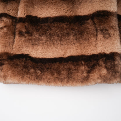 Alina Brown Gradient Faux Fur Short Coat