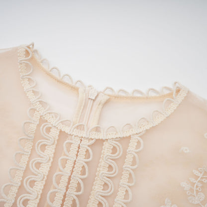 Neutrals Fleur çiçek işlemeli dantel midi elbise