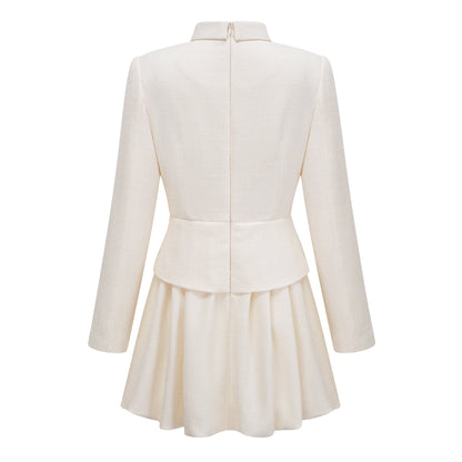 Regina White Crystal Embellished Tweed Mini Dress