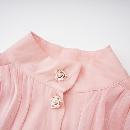 Emersyn Pink High-Neck Ruffled Detail Mini Dress