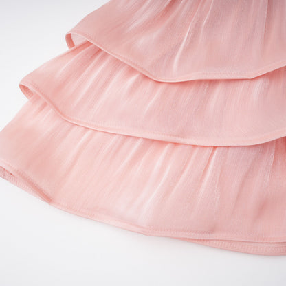 Emersyn Pink High-Neck Ruffled Detail Mini Dress
