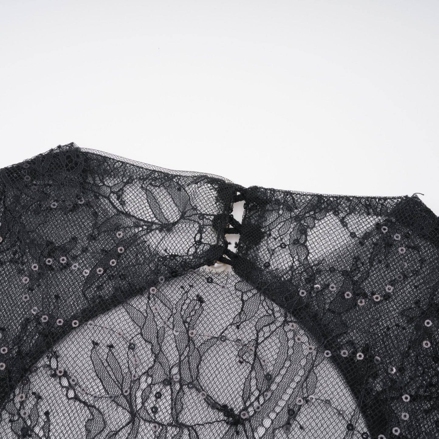 Mirabella Black Sequined Flroal Lace Mini Dress