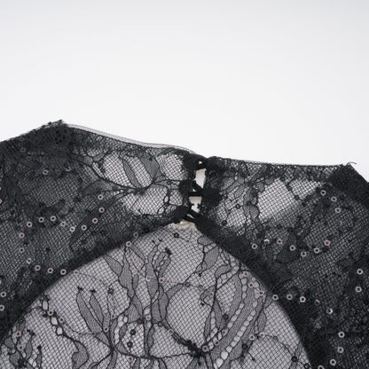 Mirabella Black Sequined Flroal Lace Mini Dress