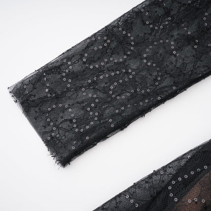 Mirabella Black Sequined Flroal Lace Mini Dress