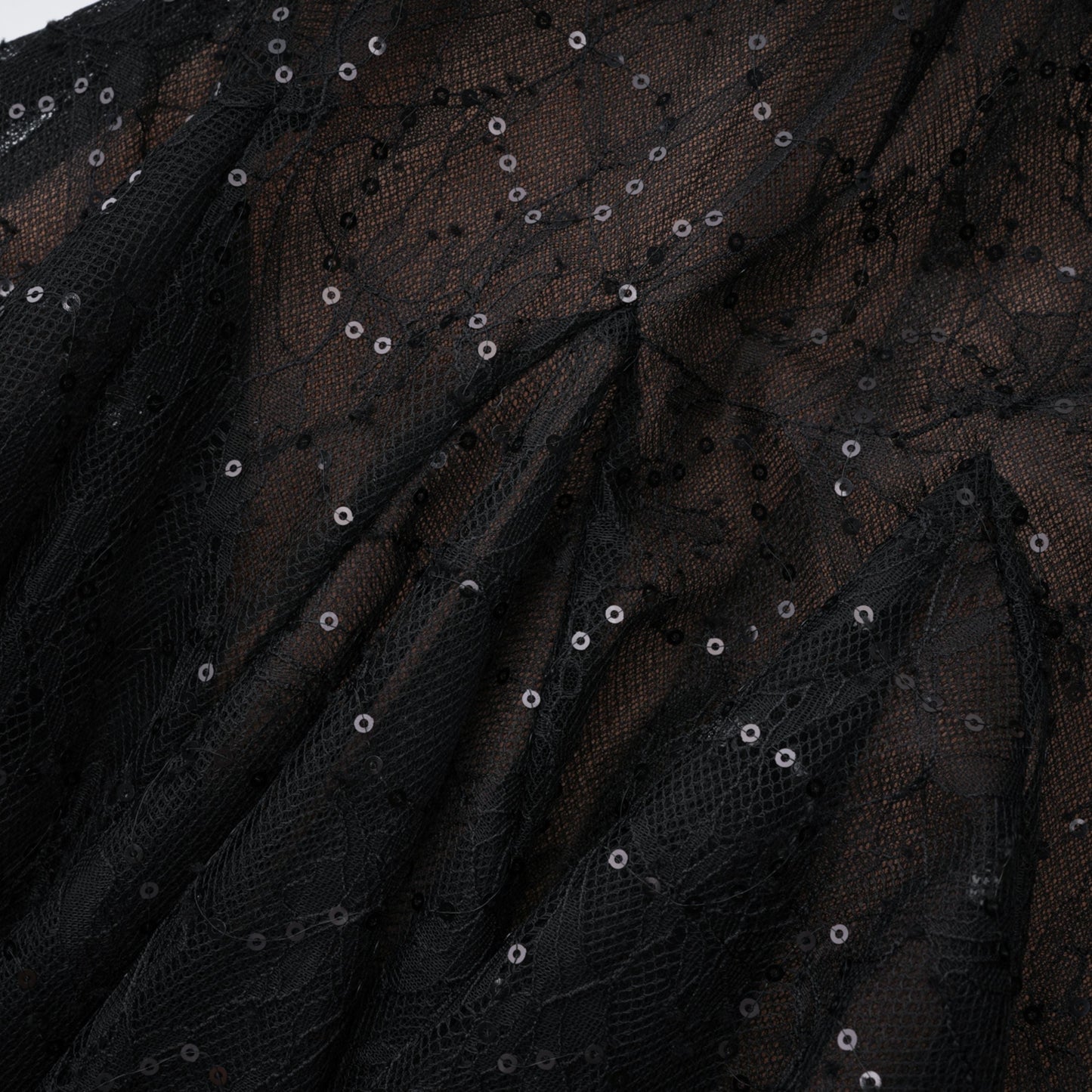 Mirabella Black Sequined Flroal Lace Mini Dress