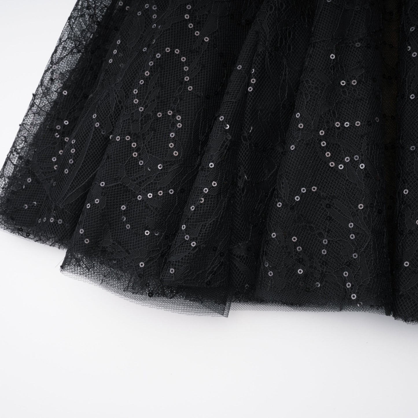 Mirabella Black Sequined Flroal Lace Mini Dress