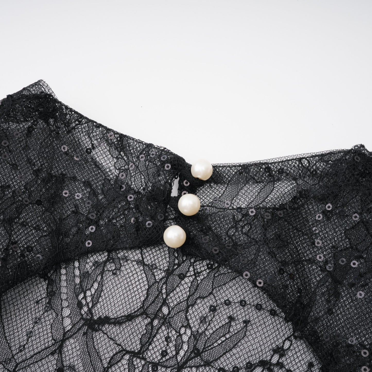 Mirabella Black Sequined Flroal Lace Mini Dress