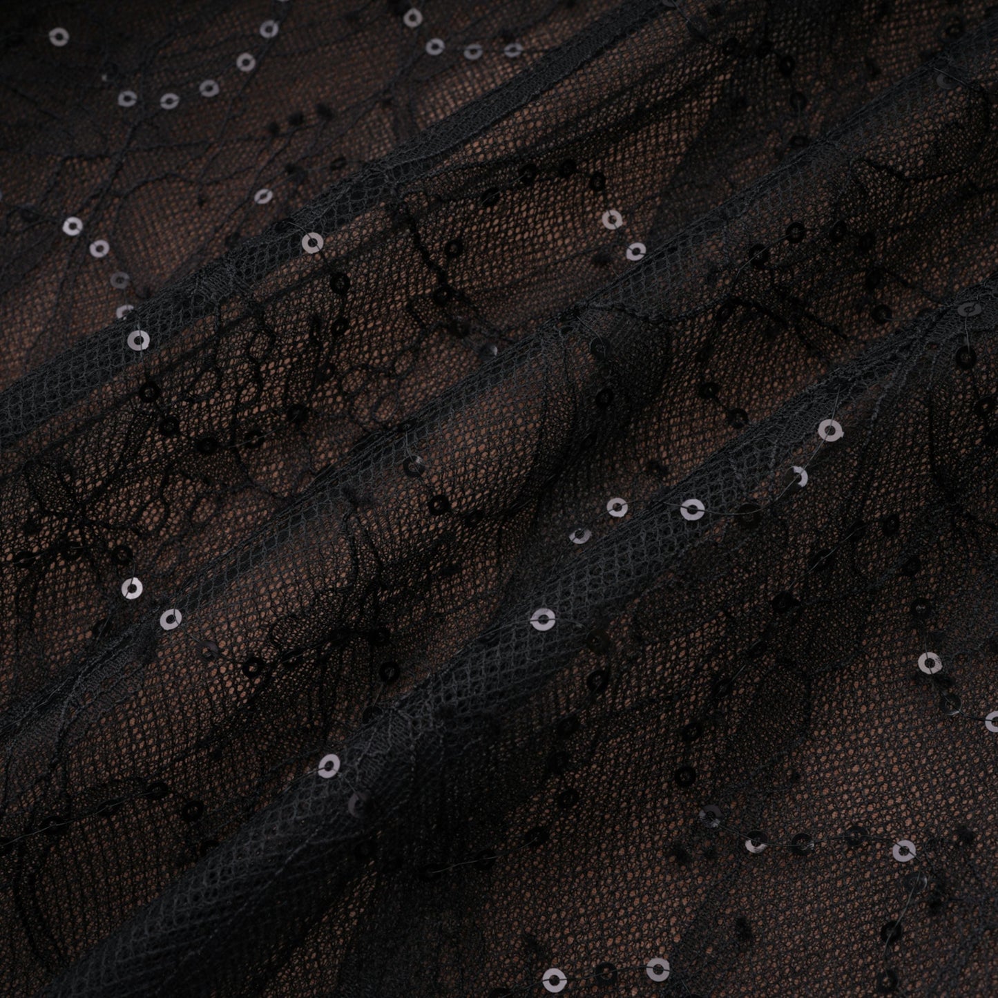 Mirabella Black Sequined Flroal Lace Mini Dress