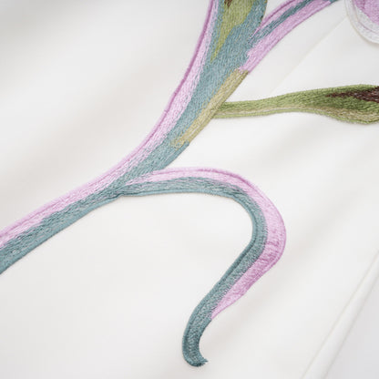Automne White Floral Embroidered Maxi Dress