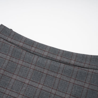 Serena Grey Cut Out Checked Blazer & Skirt Set