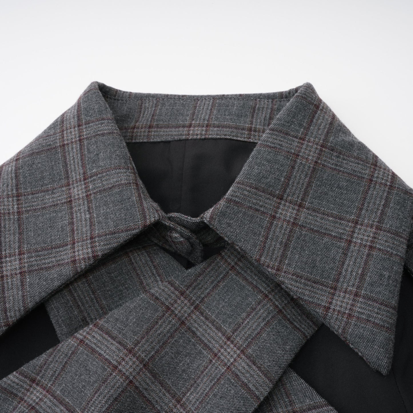 Serena Grey Cut Out Checked Blazer & Skirt Set
