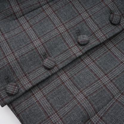Serena Grey Cut Out Checked Blazer & Skirt Set