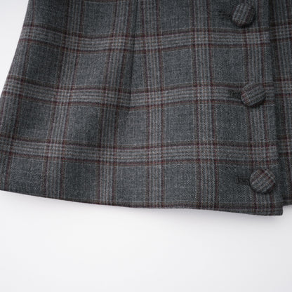 Serena Grey Cut Out Checked Blazer & Skirt Set