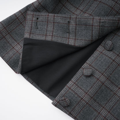 Serena Grey Cut Out Checked Blazer & Skirt Set