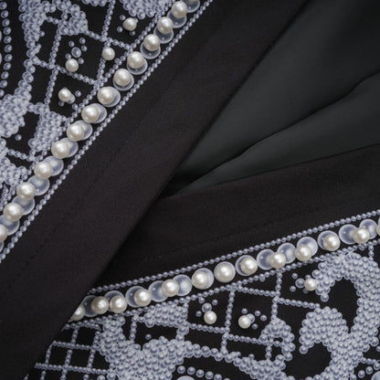 Catherine desenli V yaka blazer elbise