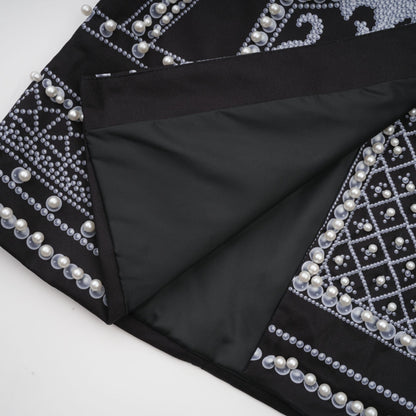 Catherine desenli V yaka blazer elbise