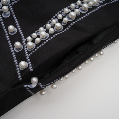 Catherine desenli V yaka blazer elbise