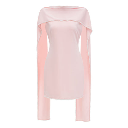 Piroska Pink Sleeveless Pearl Trim Mini Dress