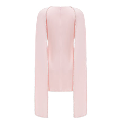 Piroska Pink Sleeveless Pearl Trim Mini Dress