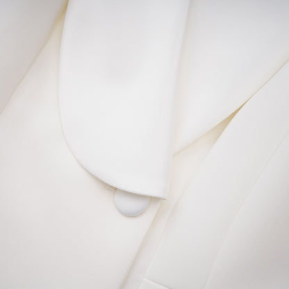 Acharya White Shawl Lapel Mini Dress