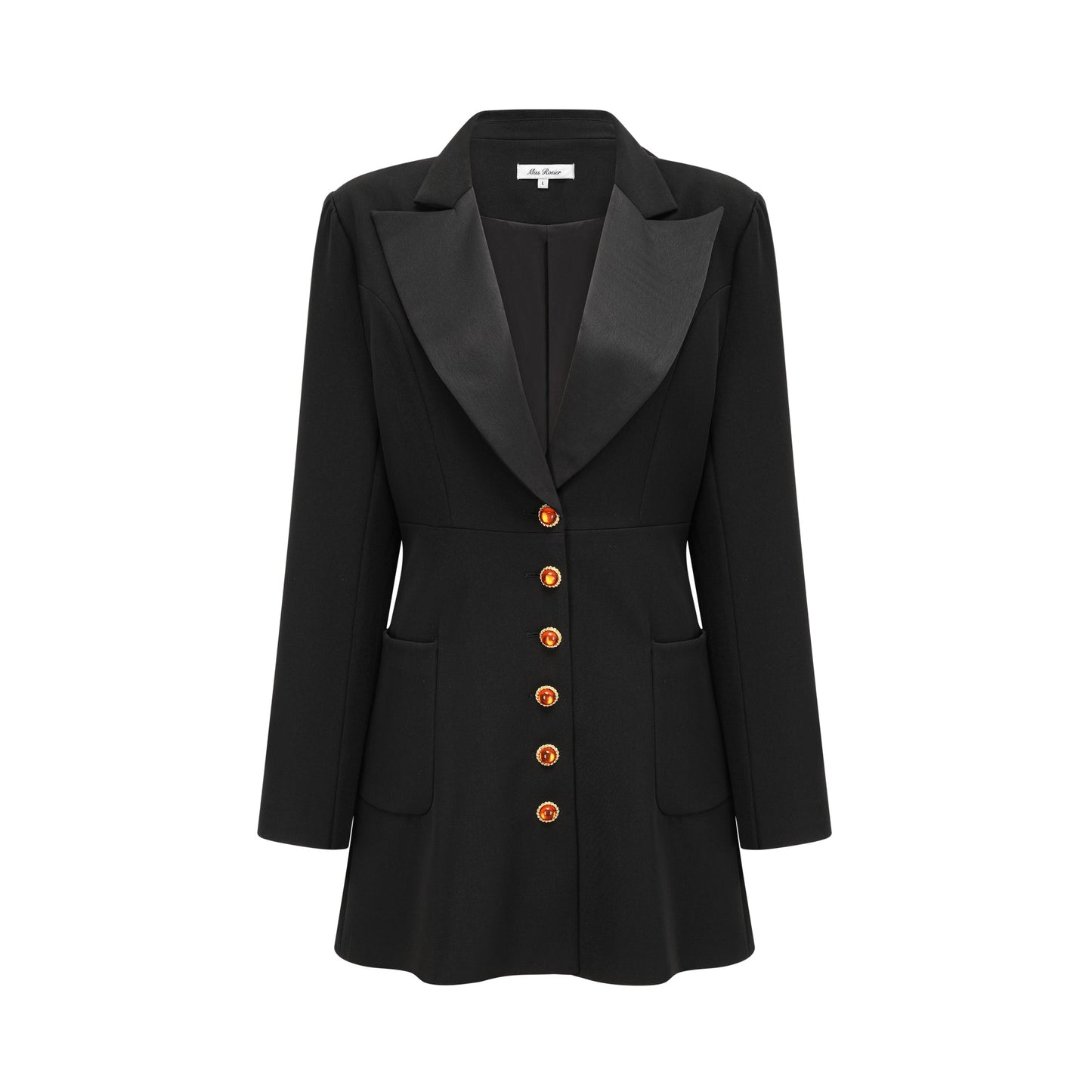 Aurore siyah tek sıra düğmeli blazer elbise