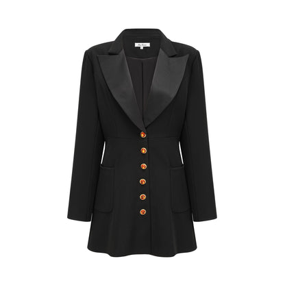 Aurore siyah tek sıra düğmeli blazer elbise