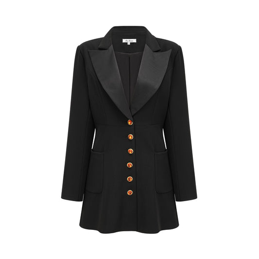 Aurore siyah tek sıra düğmeli blazer elbise