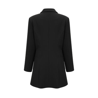 Aurore siyah tek sıra düğmeli blazer elbise