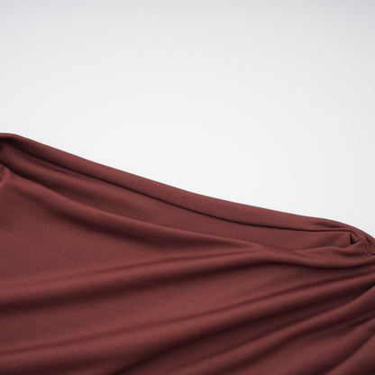 Seren Brown Ruched Tulle Panel Maxi Dress