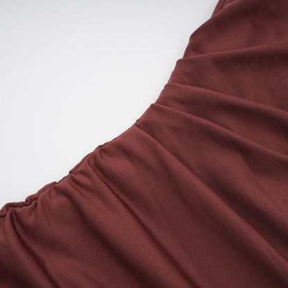 Seren Brown Ruched Tulle Panel Maxi Dress