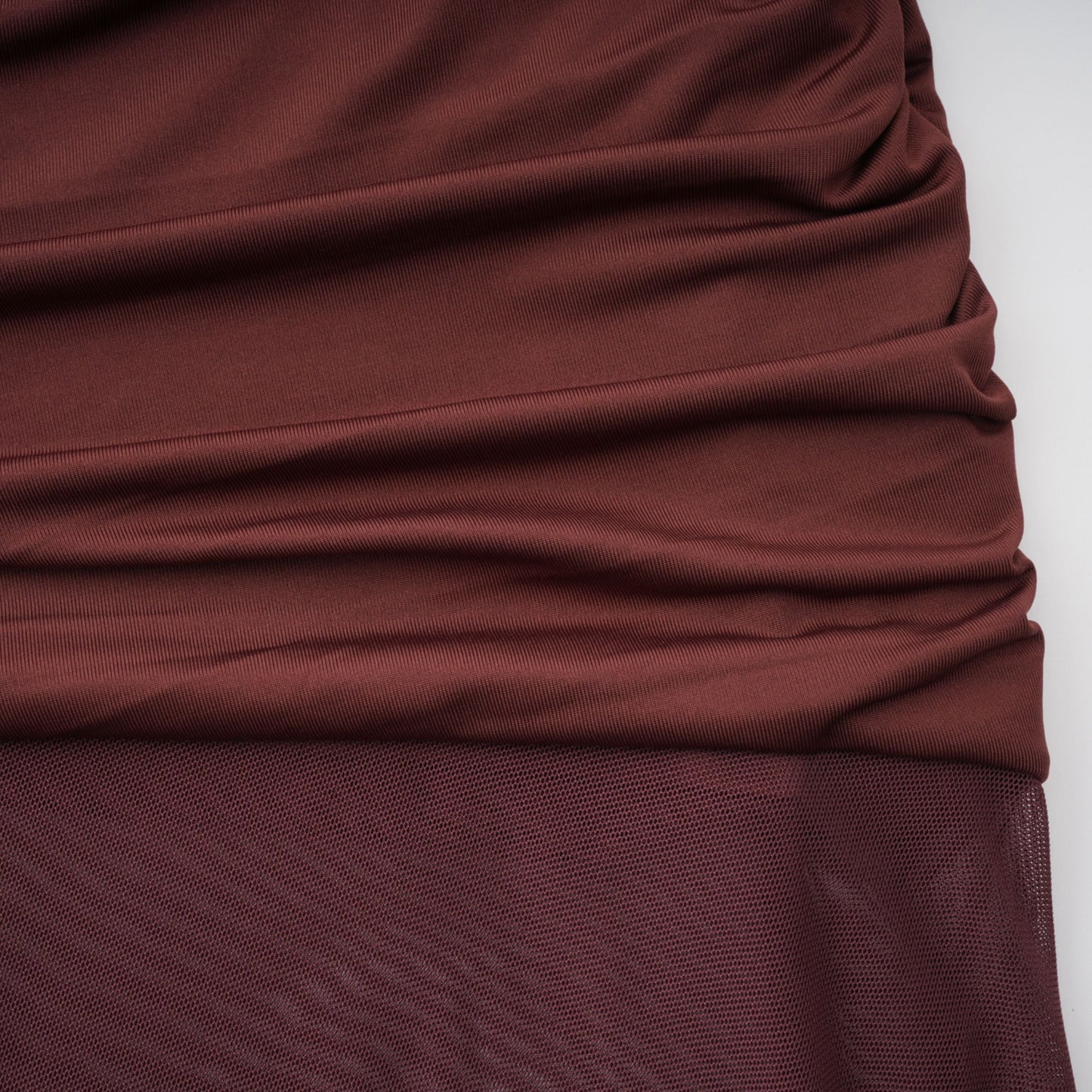 Seren Brown Ruched Tulle Panel Maxi Dress