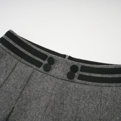 Agathe Grey Herringbone Top & Shorts Matching Set