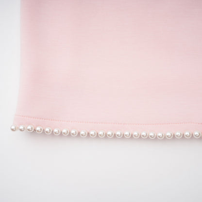 Piroska Pink Sleeveless Pearl Trim Mini Dress