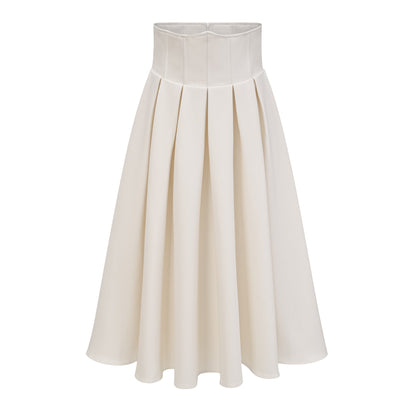 Maja White Faux Pearl Jacket & Pleated Skirt Set